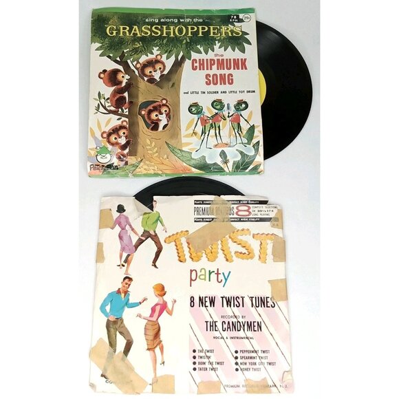Mid Century Modern Vinyl Set Of 2 The Grasshoppers & The Candy Men USA 1962 - Picture 1 of 9